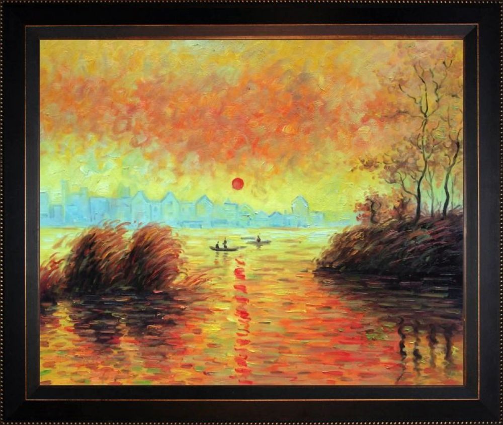 Le Coucher Du Soleil La Seine Pre-Framed - Veine D'Or Bronze Angled Frame 20"X24"