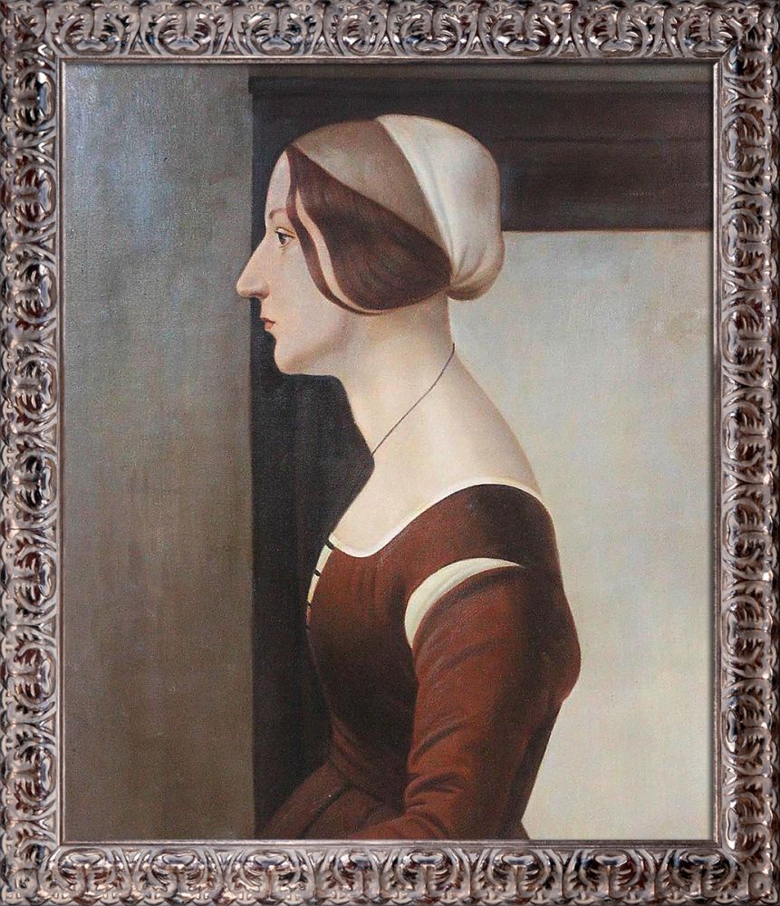 Portrait of a Young Woman Pre-Framed - Silver Oak Leaf Frame 20"X24"