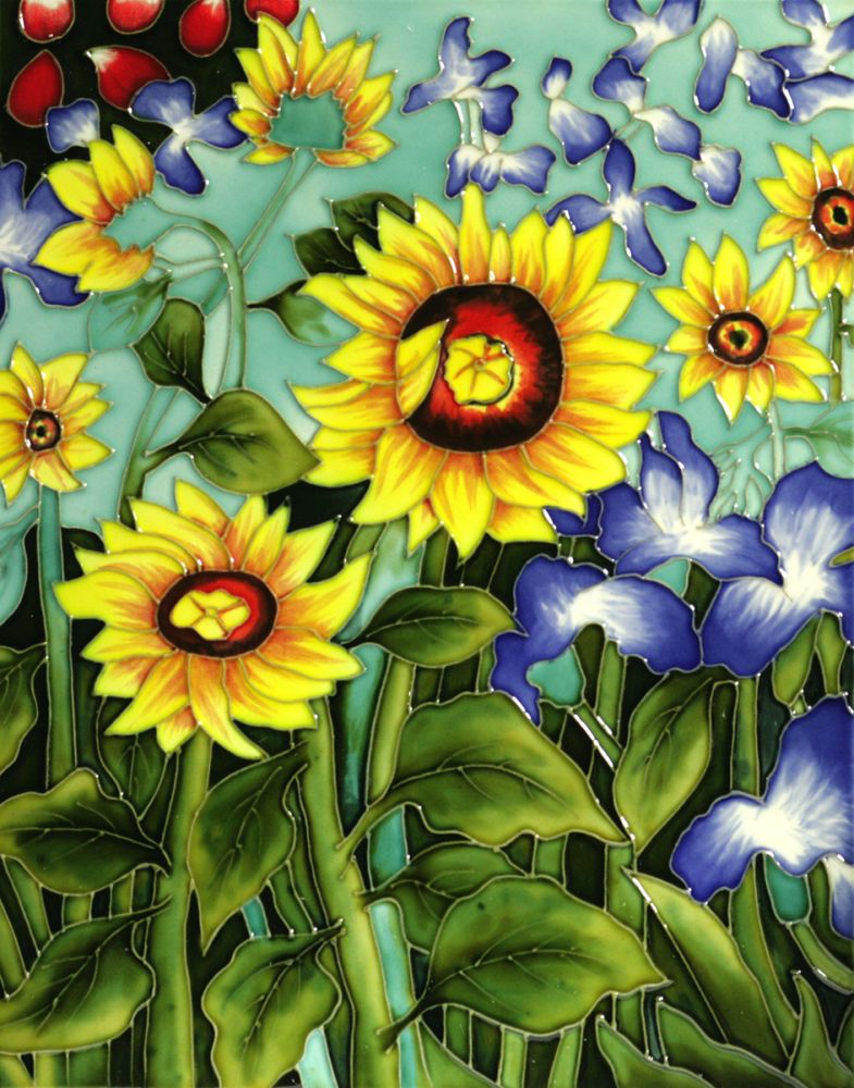 Sunflowers and Irises (artist interpretation) Accent Tile (felt back)