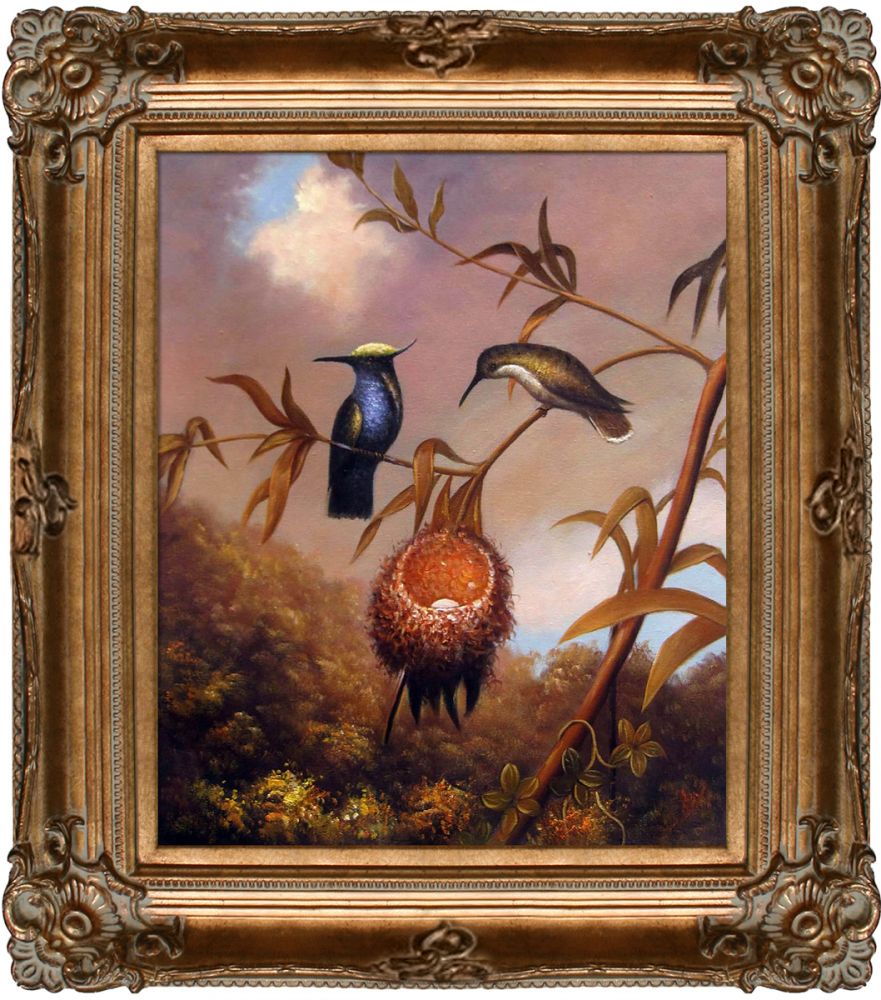 Black-Breasted Plovercrest Pre-Framed - Renaissance Bronze Frame 20"X24"