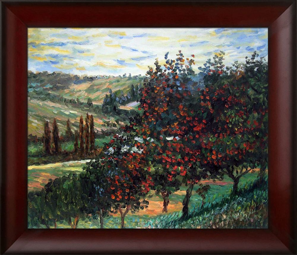 Apple Trees in Bloom at Vetheuil 1887 Pre-Framed - Oxblood Scoop 20