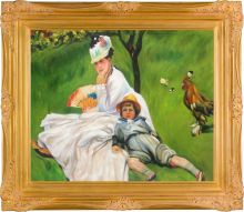 Camille Monet and Her Son Jean in the Garden at Argenteuil Pre-Framed